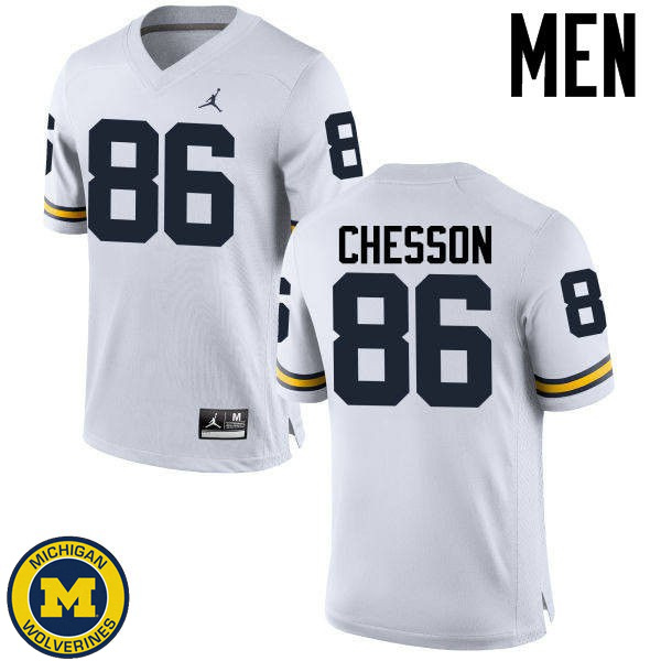 Men's Michigan Wolverines #86 Jehu Chesson White High School Jersey